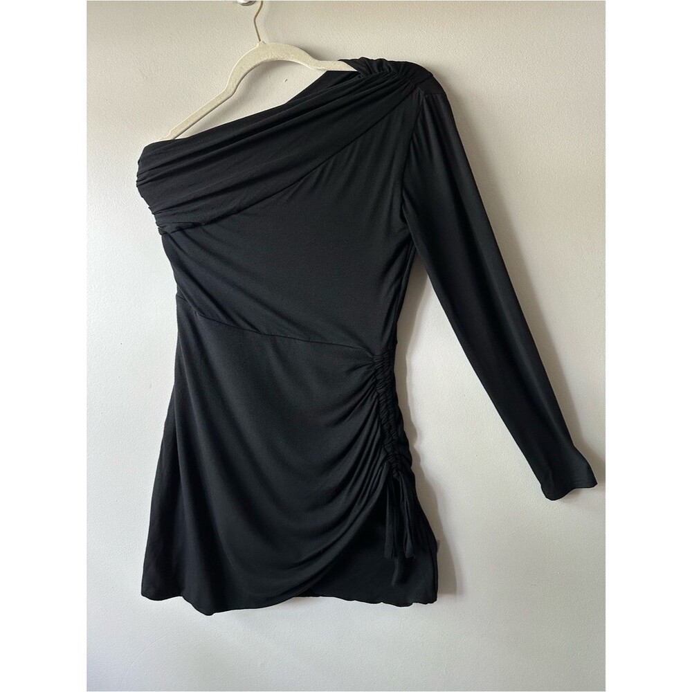 Runaway The Label One-Shoulder Little Black Dress Synched Mini Dress Size S